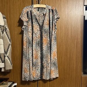 BCBGMaxAzria Orange and Black Midi Dress